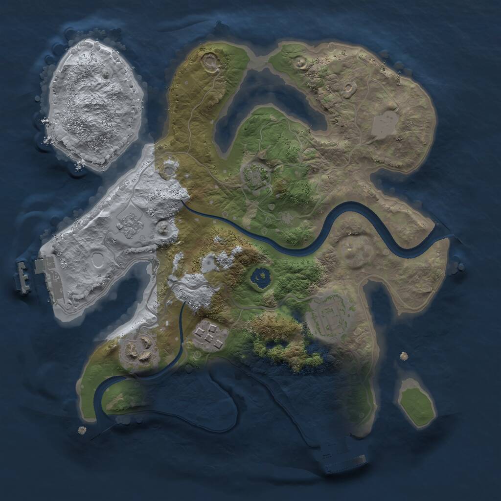 Rust Map: Procedural Map, Size: 2500, Seed: 221871125, 8 Monuments
