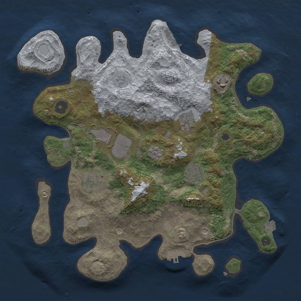 Rust Map: Procedural Map, Size: 3500, Seed: 101685119, 14 Monuments