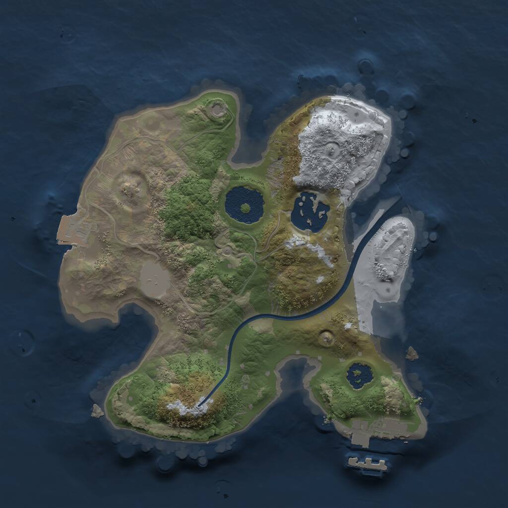 Rust Map: Procedural Map, Size: 2000, Seed: 5892684, 3 Monuments