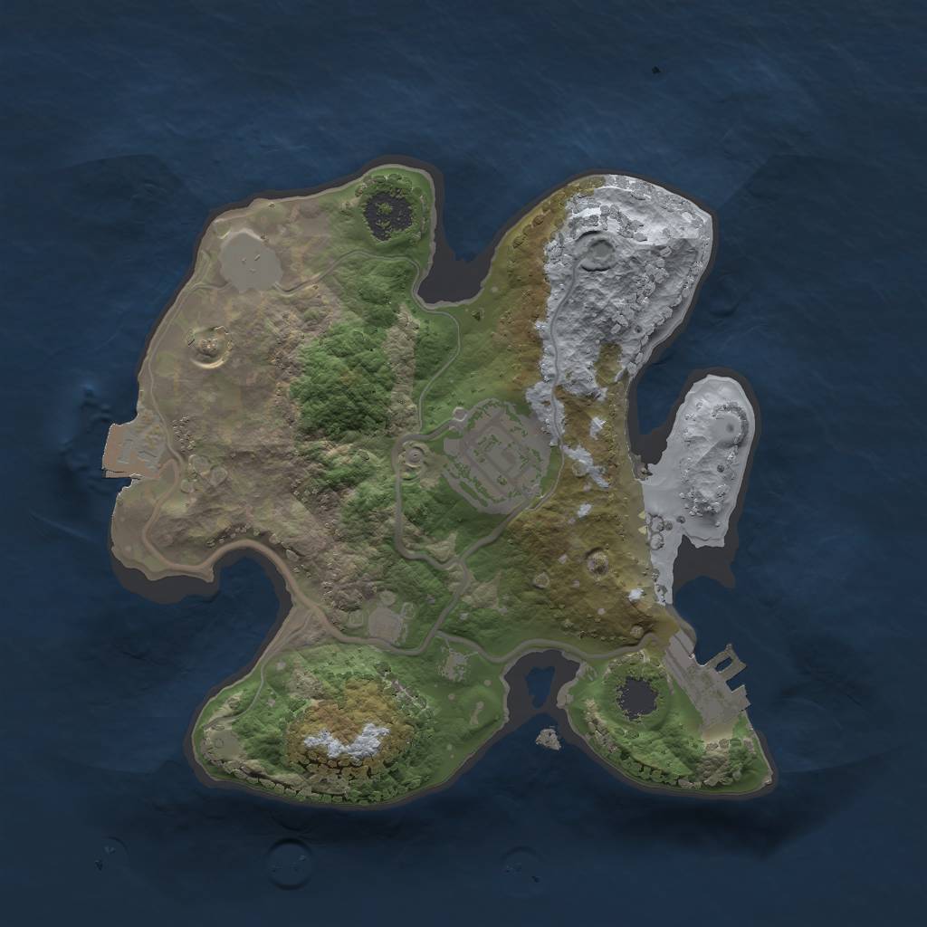 Rust Map: Procedural Map, Size: 2000, Seed: 5892684, 5 Monuments