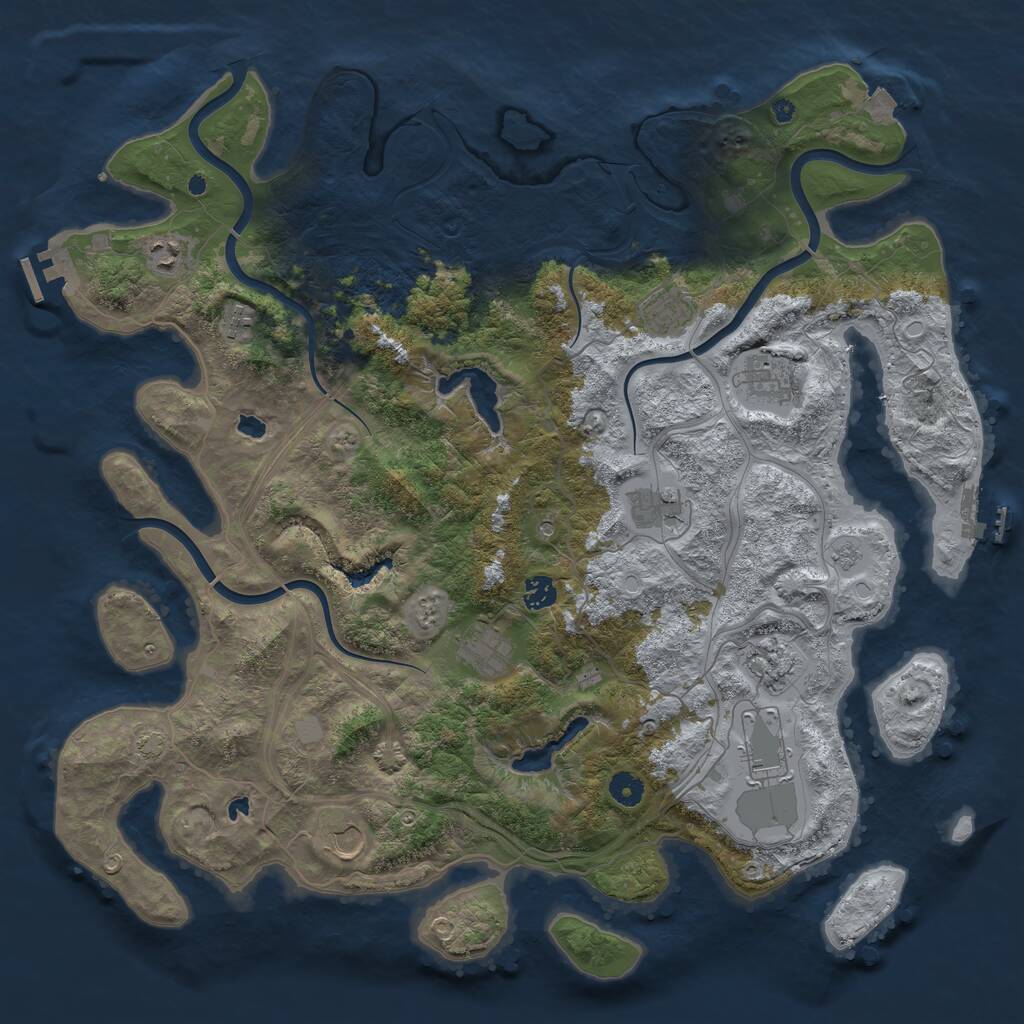 Rust Map: Procedural Map, Size: 4500, Seed: 1855811904, 16 Monuments