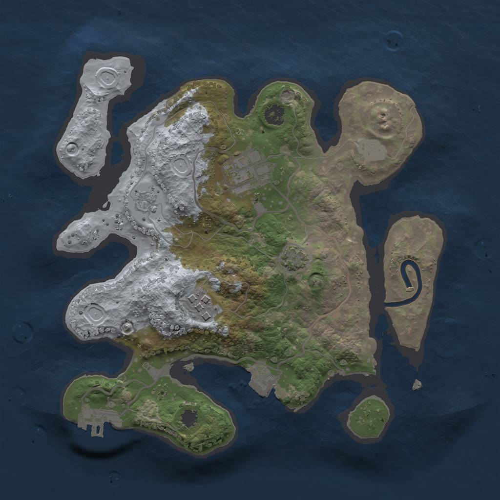 Rust Map: Procedural Map, Size: 2500, Seed: 94924, 8 Monuments