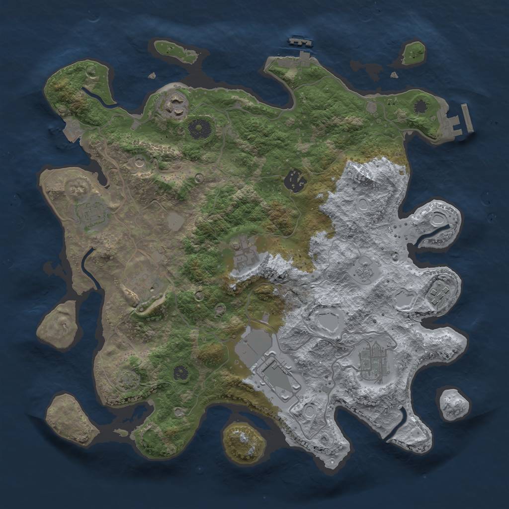 Rust Map: Procedural Map, Size: 3500, Seed: 82566354, 16 Monuments