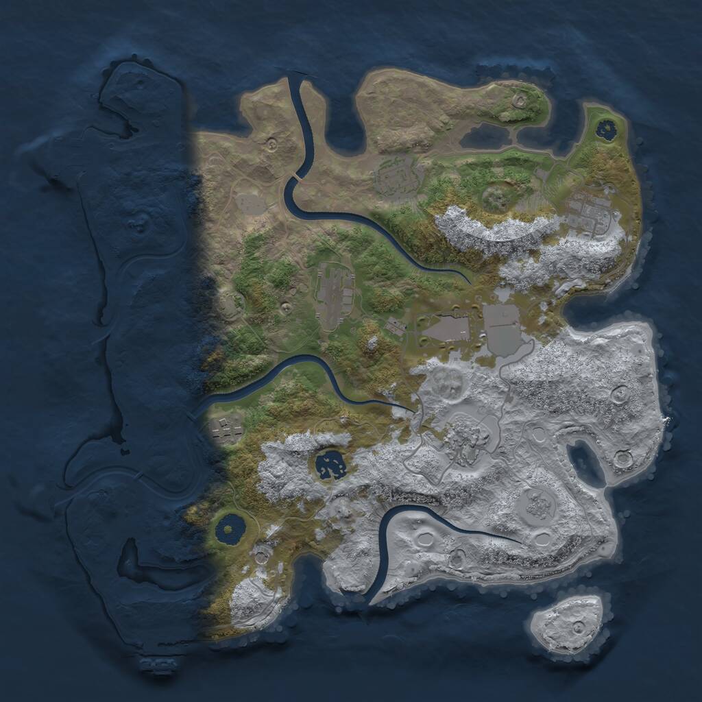 Rust Map: Procedural Map, Size: 3500, Seed: 59924, 13 Monuments