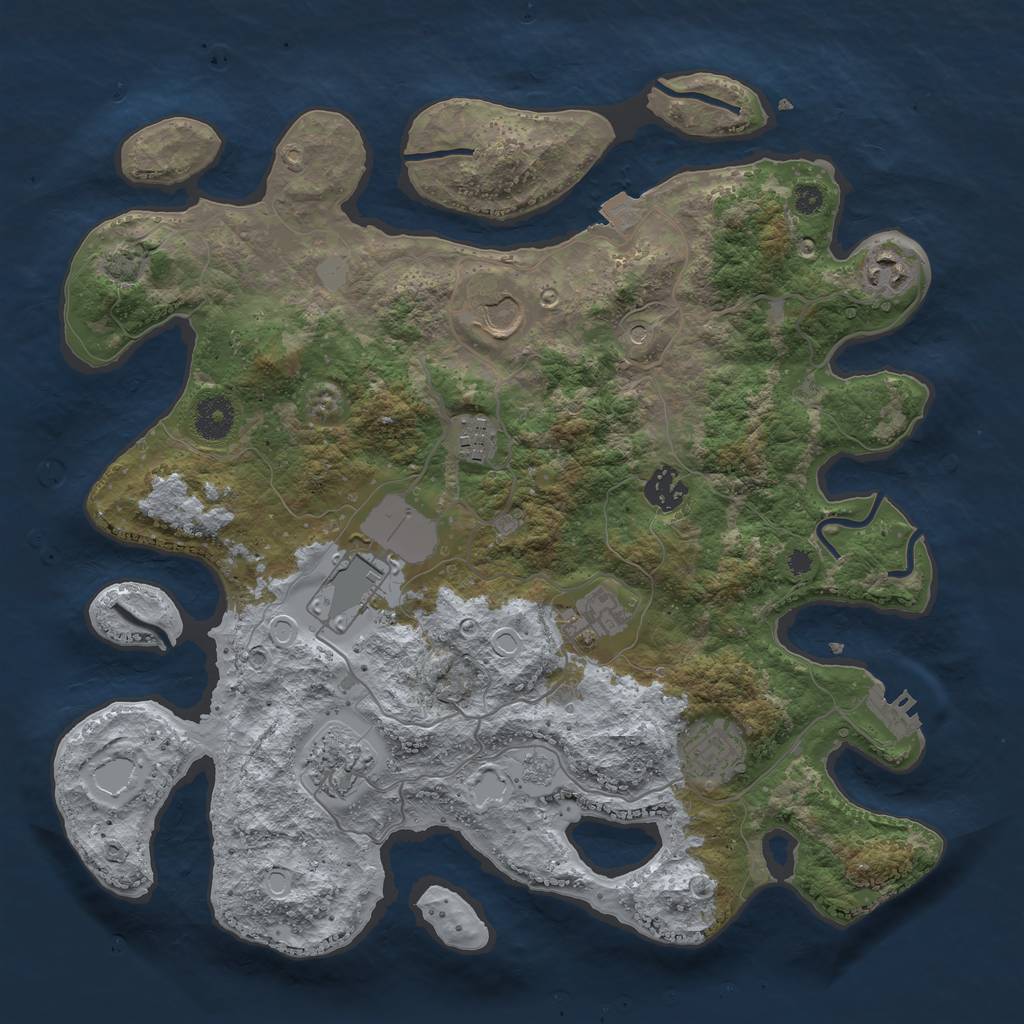 Rust Map: Procedural Map, Size: 3650, Seed: 1044820352, 15 Monuments