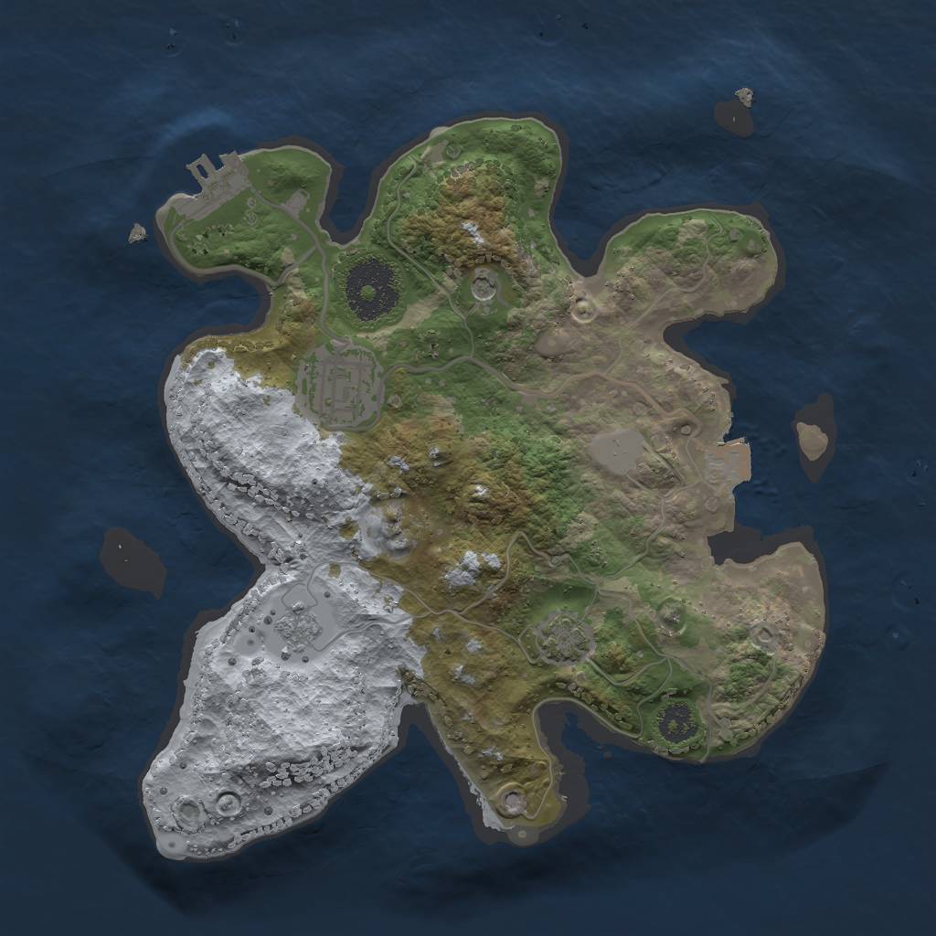 Rust Map: Procedural Map, Size: 2500, Seed: 12925, 8 Monuments