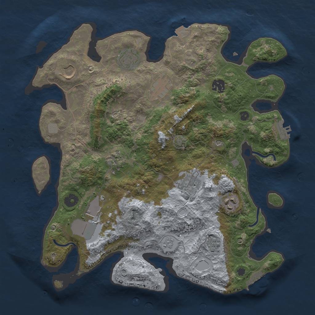 Rust Map: Procedural Map, Size: 3500, Seed: 836469301, 17 Monuments