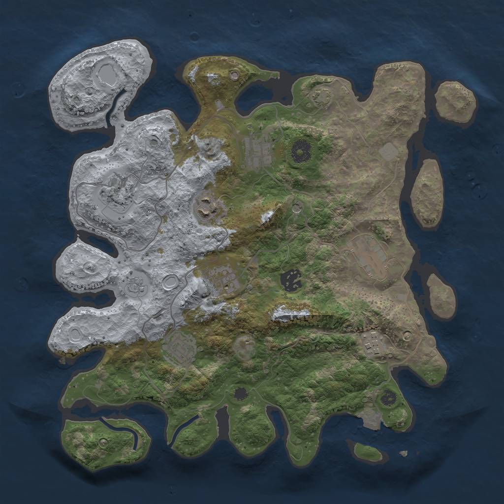 Rust Map: Procedural Map, Size: 3400, Seed: 444053142, 14 Monuments