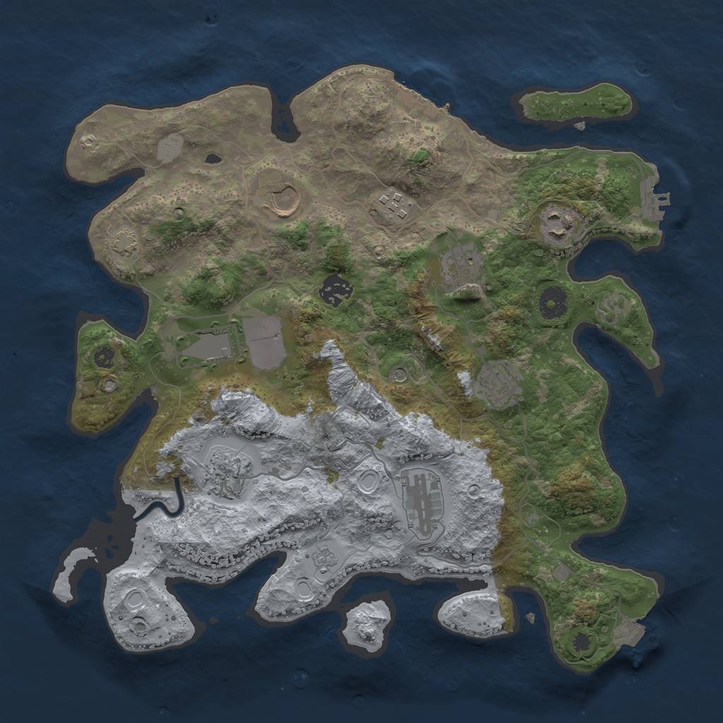 Rust Map: Procedural Map, Size: 3500, Seed: 680107207, 17 Monuments