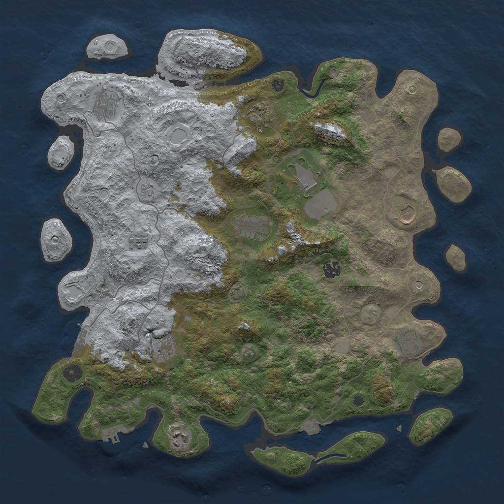 Rust Map: Procedural Map, Size: 4200, Seed: 537976443, 18 Monuments