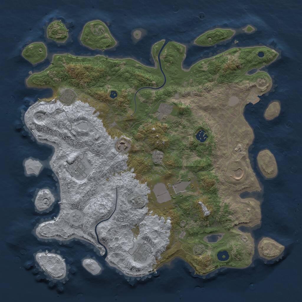 Rust Map: Procedural Map, Size: 3950, Seed: 81346843, 13 Monuments