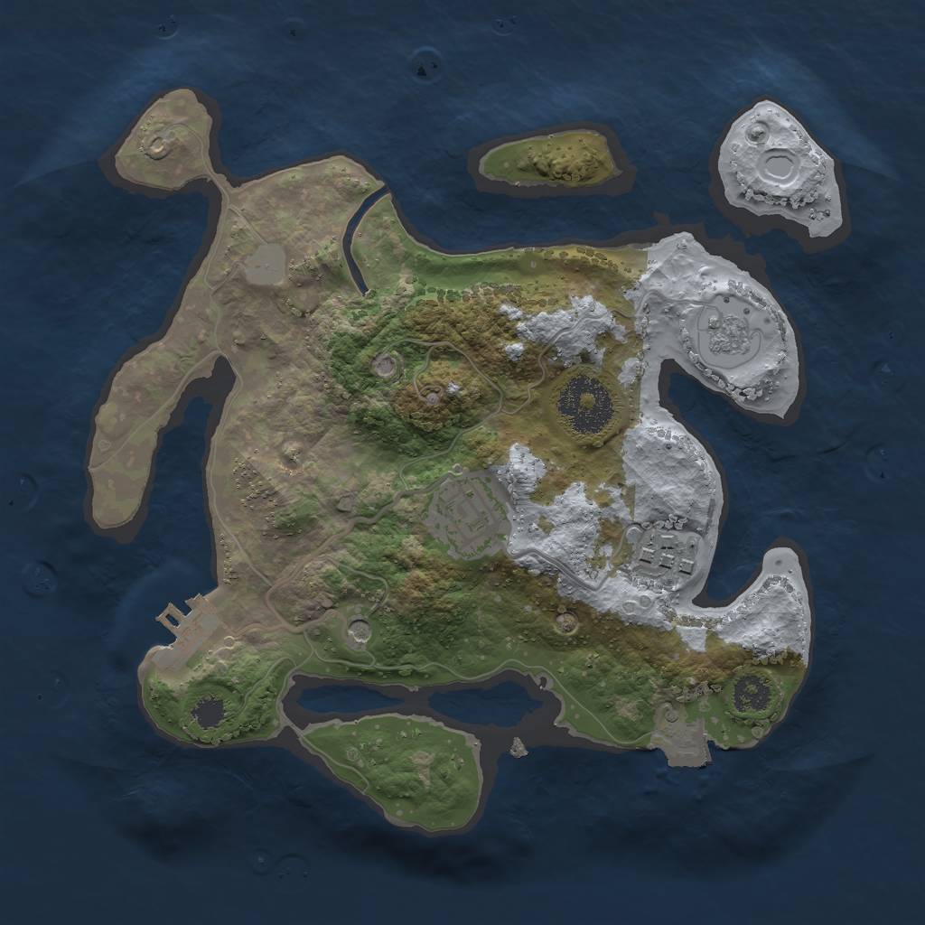 Rust Map: Procedural Map, Size: 2500, Seed: 834747754, 8 Monuments