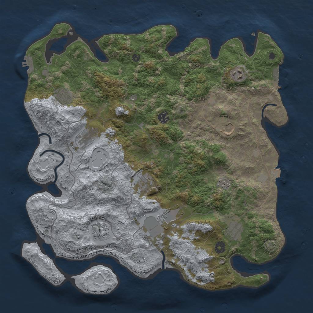 Rust Map: Procedural Map, Size: 4000, Seed: 1932988308, 18 Monuments