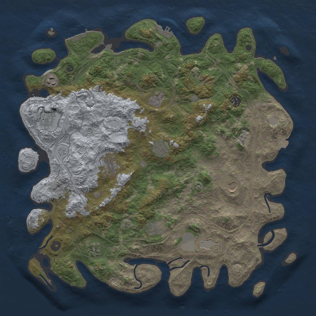 Rust Map: Procedural Map, Size: 4500, Seed: 1051640461, 19 Monuments