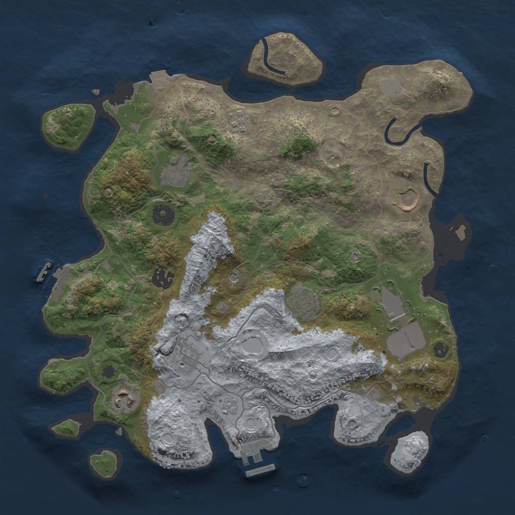 Rust Map: Procedural Map, Size: 3500, Seed: 348616415, 16 Monuments
