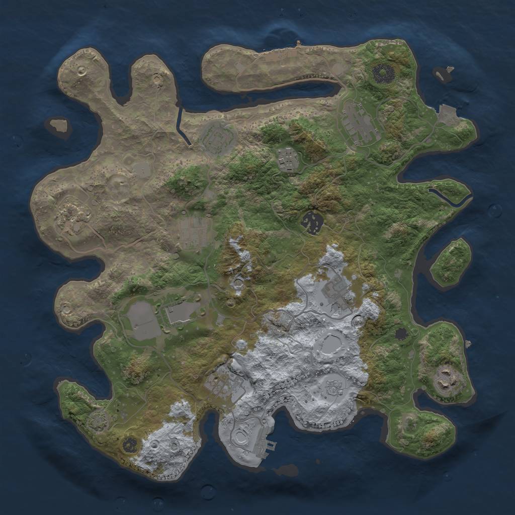 Rust Map: Procedural Map, Size: 3500, Seed: 1280703877, 18 Monuments