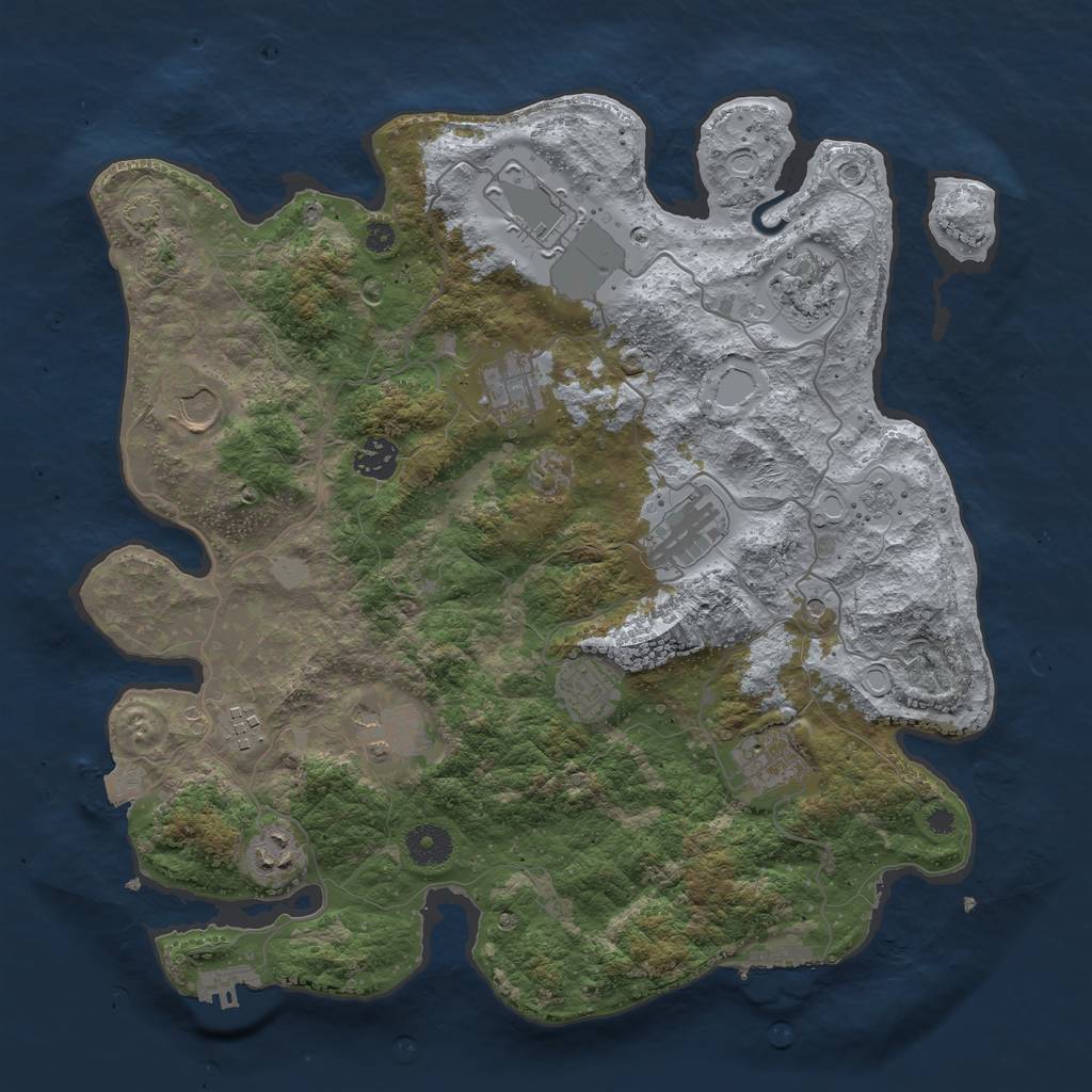 Rust Map: Procedural Map, Size: 3750, Seed: 1660342185, 19 Monuments