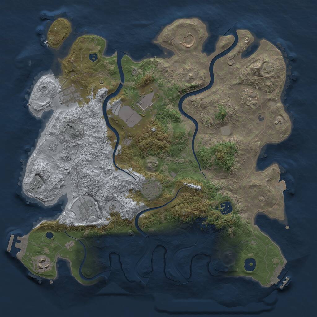 Rust Map: Procedural Map, Size: 3700, Seed: 206616, 15 Monuments