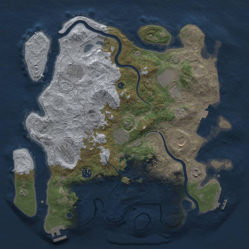 Rust Map: Procedural Map, Size: 3750, Seed: 91729, 14 Monuments