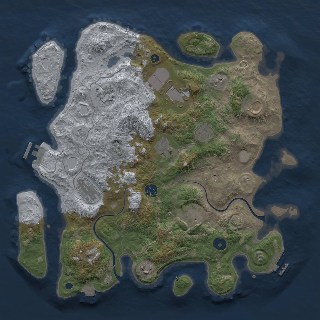 Rust Map: Procedural Map, Size: 3750, Seed: 91729, 16 Monuments