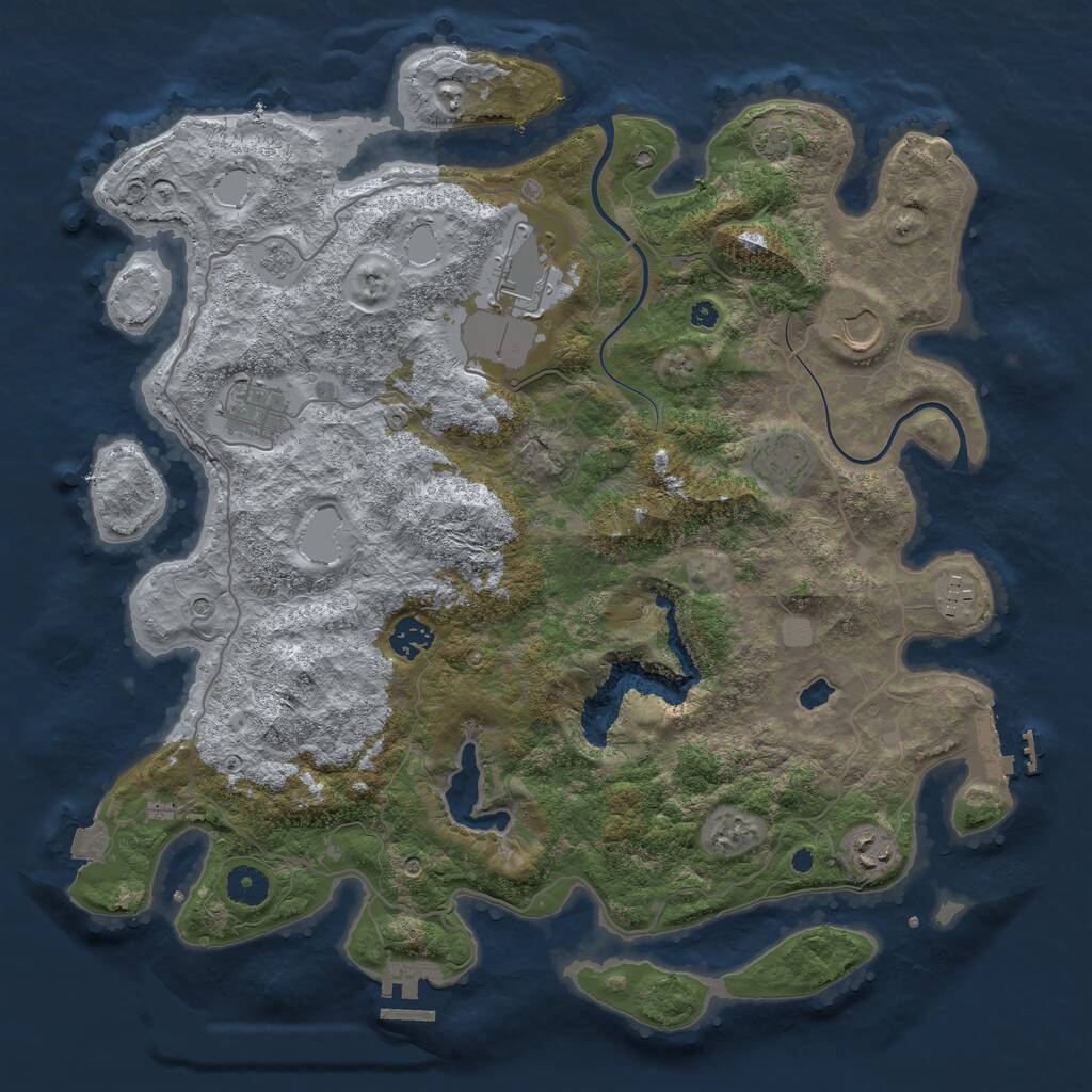 Rust Map: Procedural Map, Size: 4000, Seed: 537976443, 13 Monuments