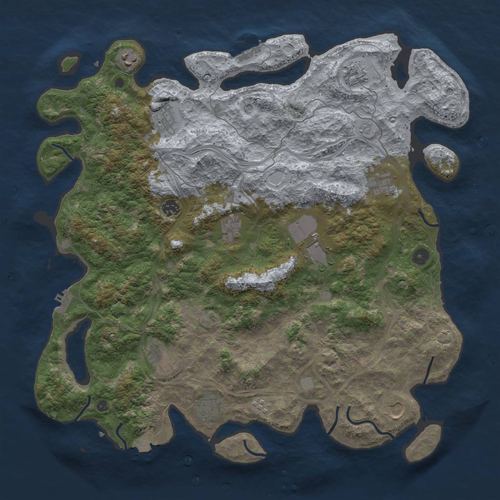 Rust Map: Procedural Map, Size: 4500, Seed: 1193550712, 19 Monuments