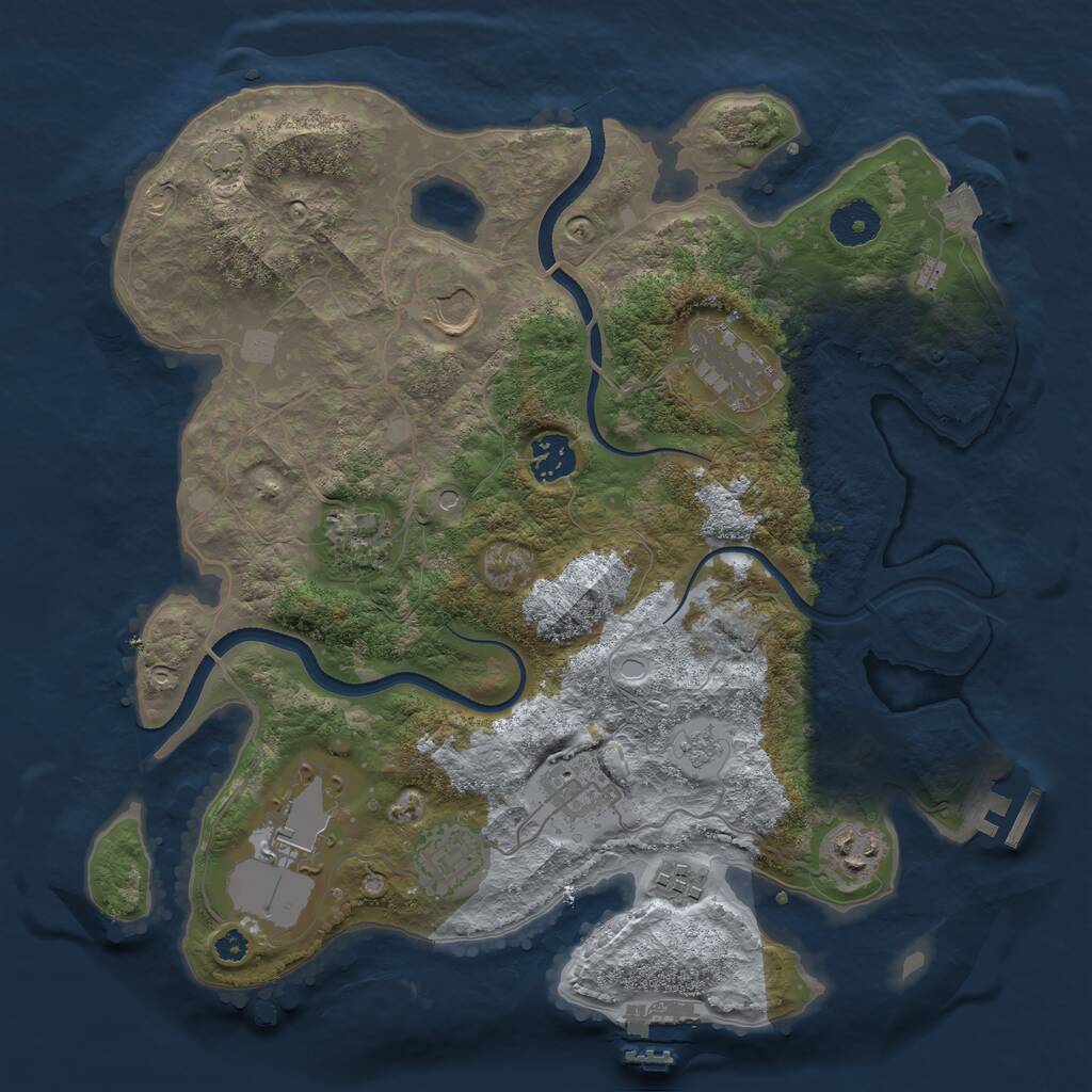 Rust Map: Procedural Map, Size: 3500, Seed: 2132507470, 15 Monuments
