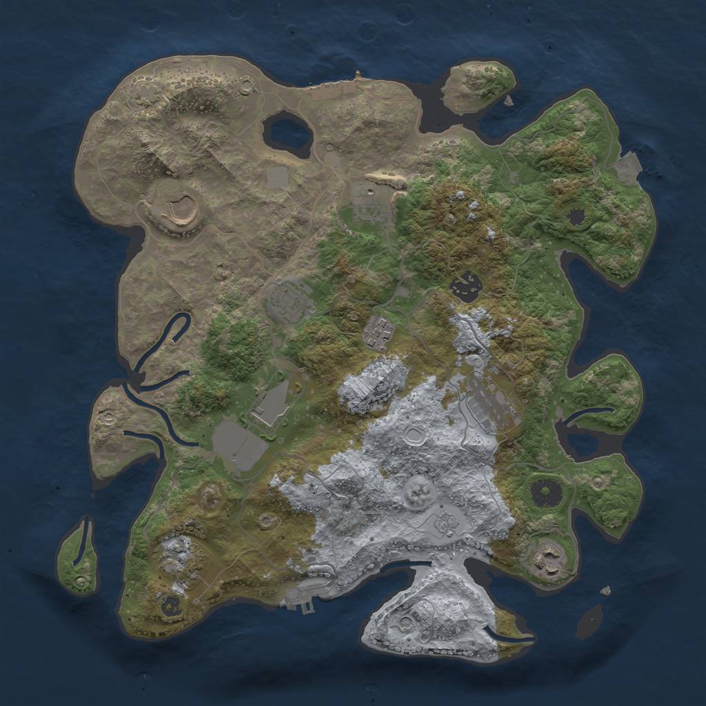 Rust Map: Procedural Map, Size: 3500, Seed: 2132507470, 17 Monuments