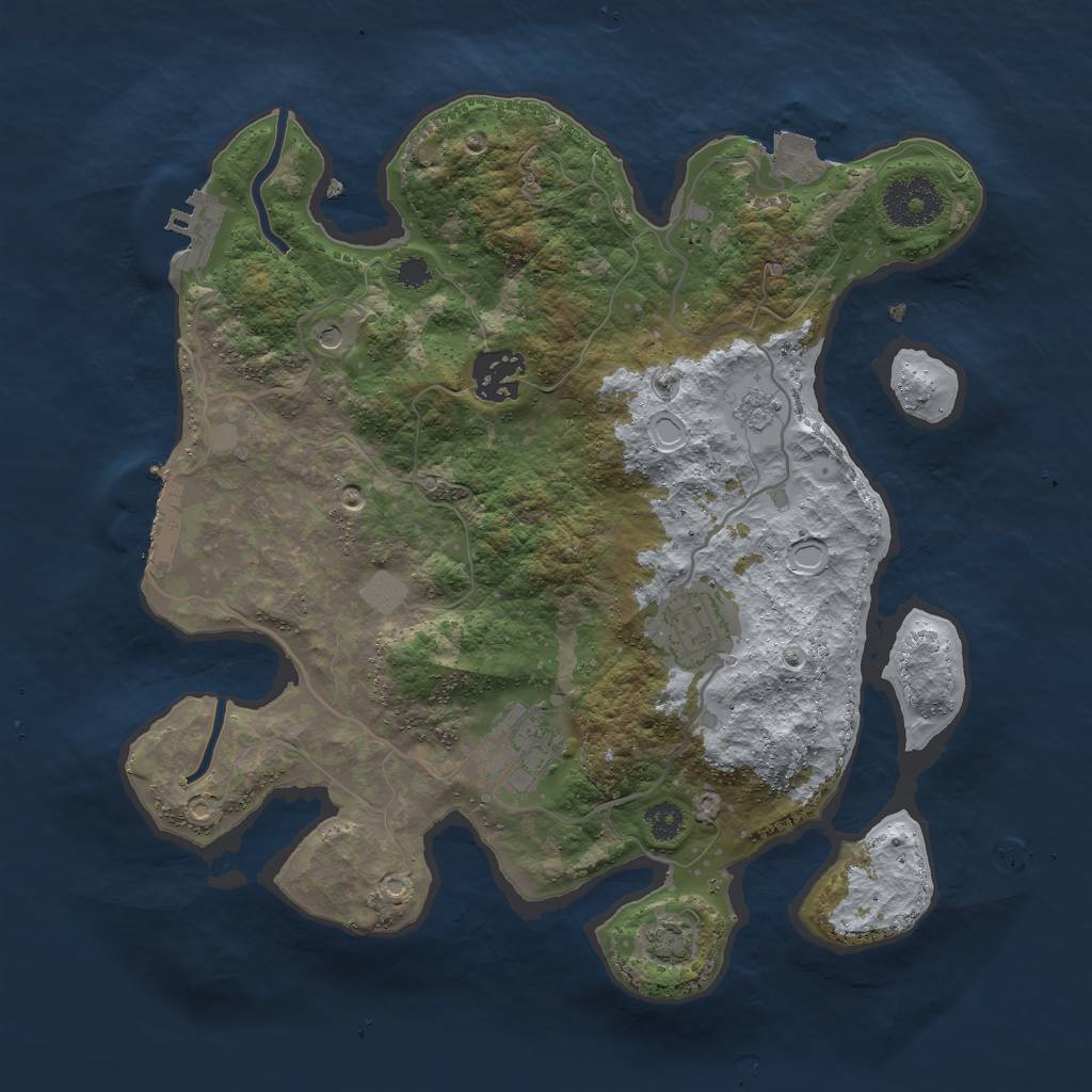 Rust Map: Procedural Map, Size: 3000, Seed: 139979209, 11 Monuments