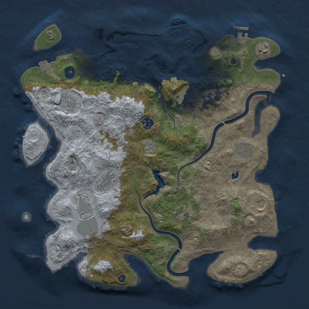 Rust Map: Procedural Map, Size: 4000, Seed: 1945610061, 16 Monuments