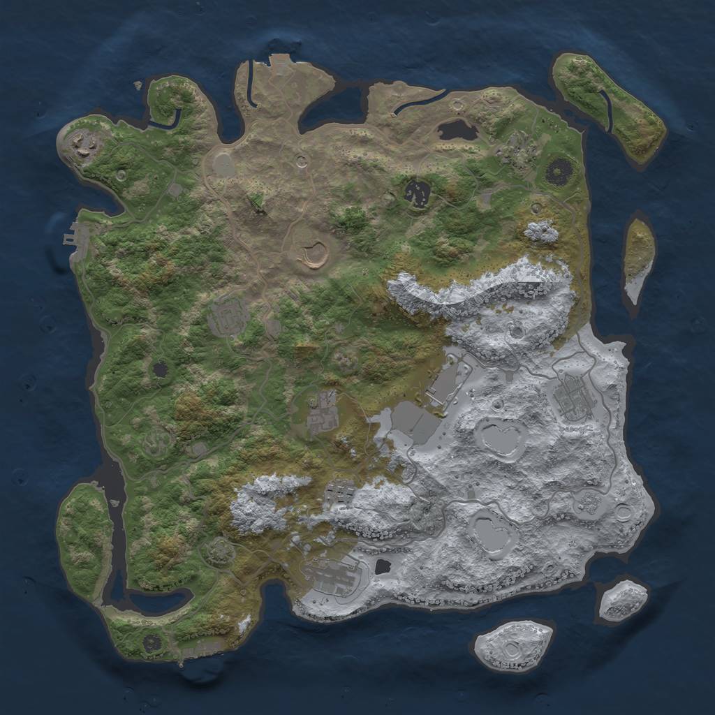 Rust Map: Procedural Map, Size: 4000, Seed: 59924, 18 Monuments