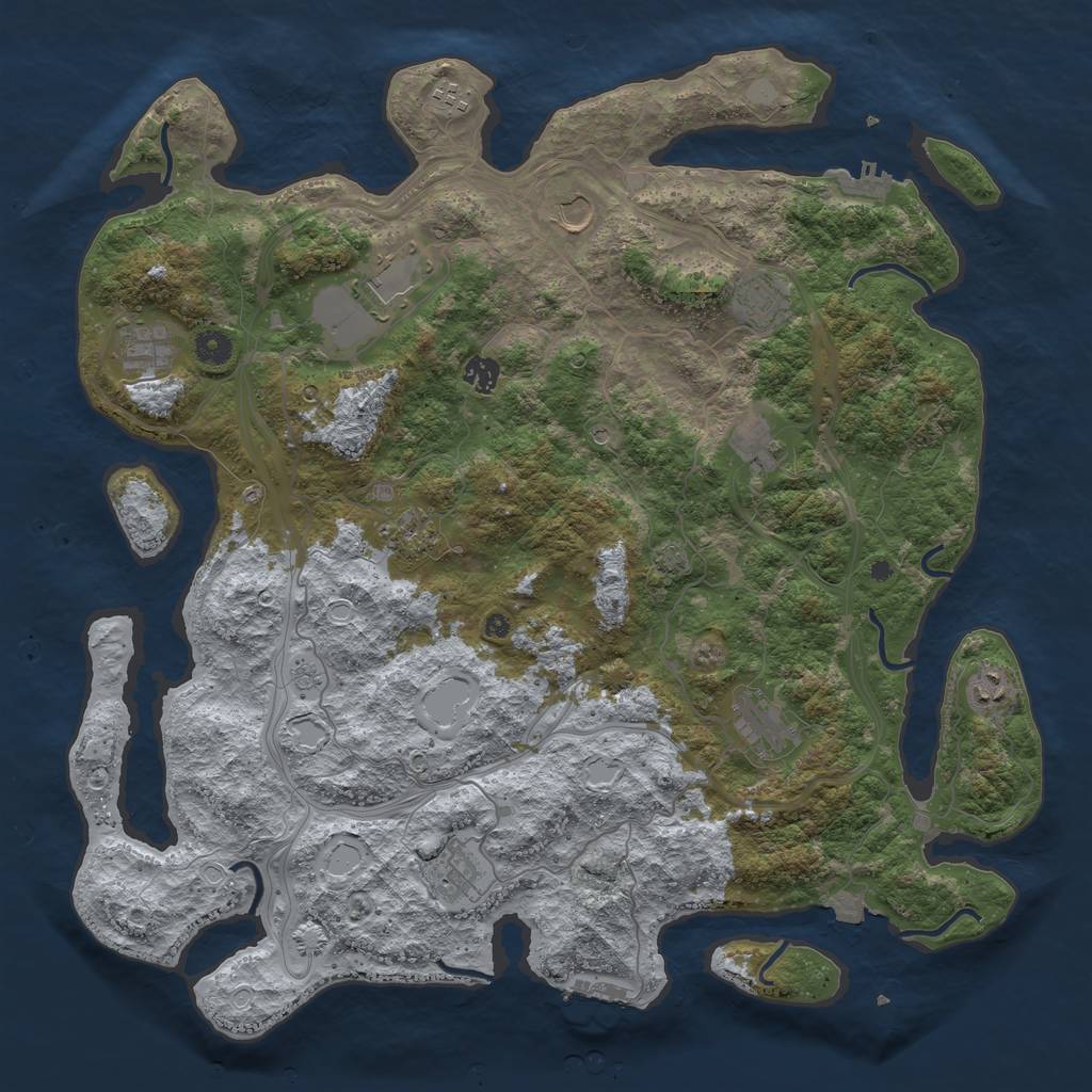 Rust Map: Procedural Map, Size: 4500, Seed: 1123111582, 19 Monuments