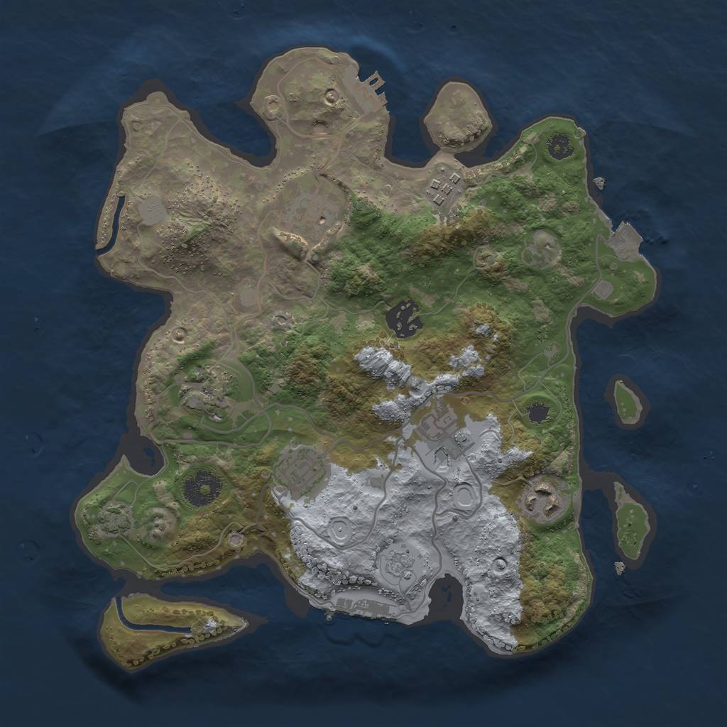 Rust Map: Procedural Map, Size: 3000, Seed: 1053877432, 14 Monuments