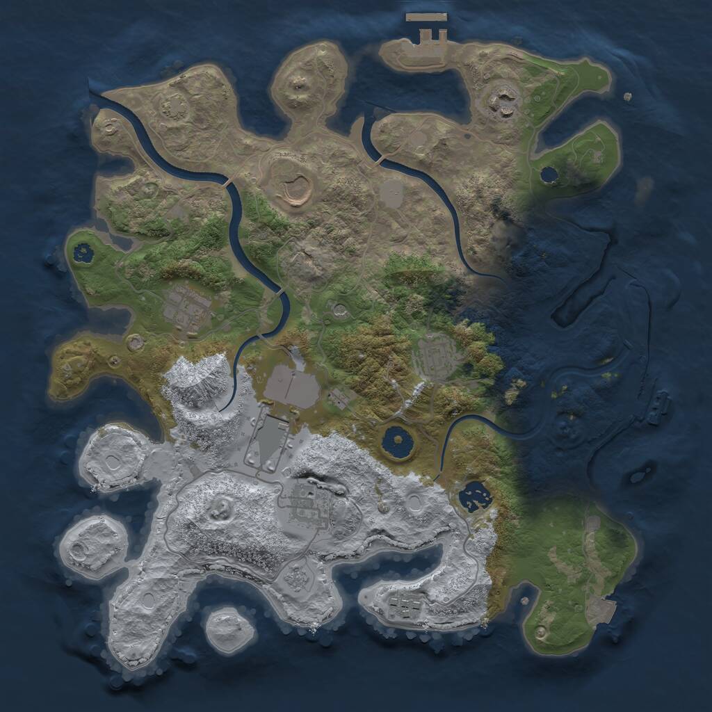 Rust Map: Procedural Map, Size: 3500, Seed: 71122, 14 Monuments