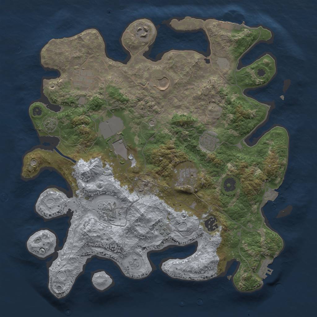 Rust Map: Procedural Map, Size: 3500, Seed: 71122, 17 Monuments