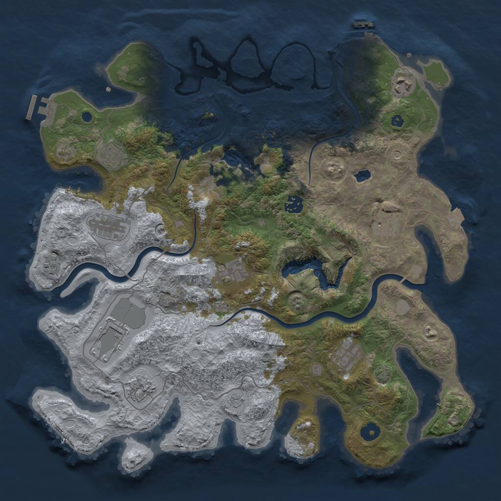 Rust Map: Procedural Map, Size: 4000, Seed: 428871878, 16 Monuments