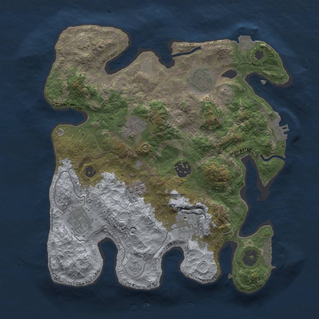Rust Map: Procedural Map, Size: 3000, Seed: 20240329, 14 Monuments