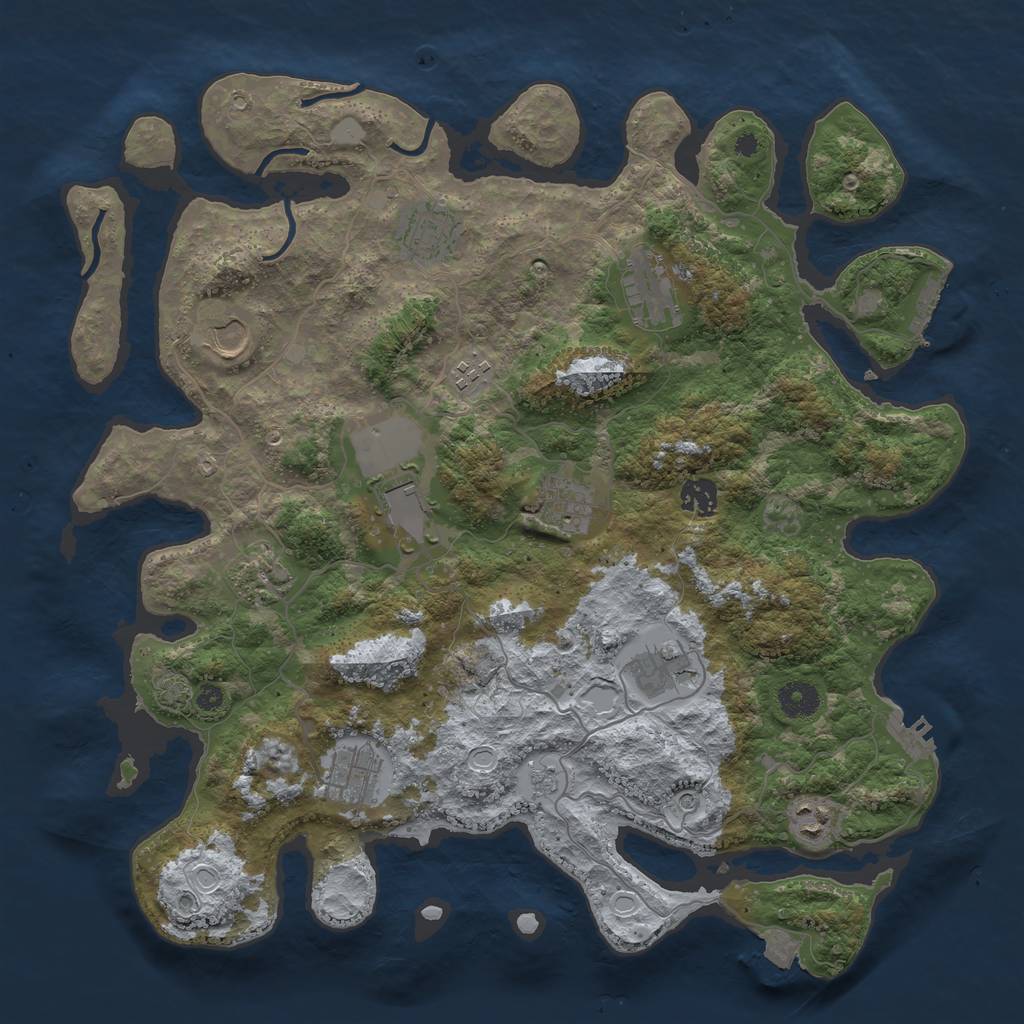 Rust Map: Procedural Map, Size: 3950, Seed: 35875697, 19 Monuments