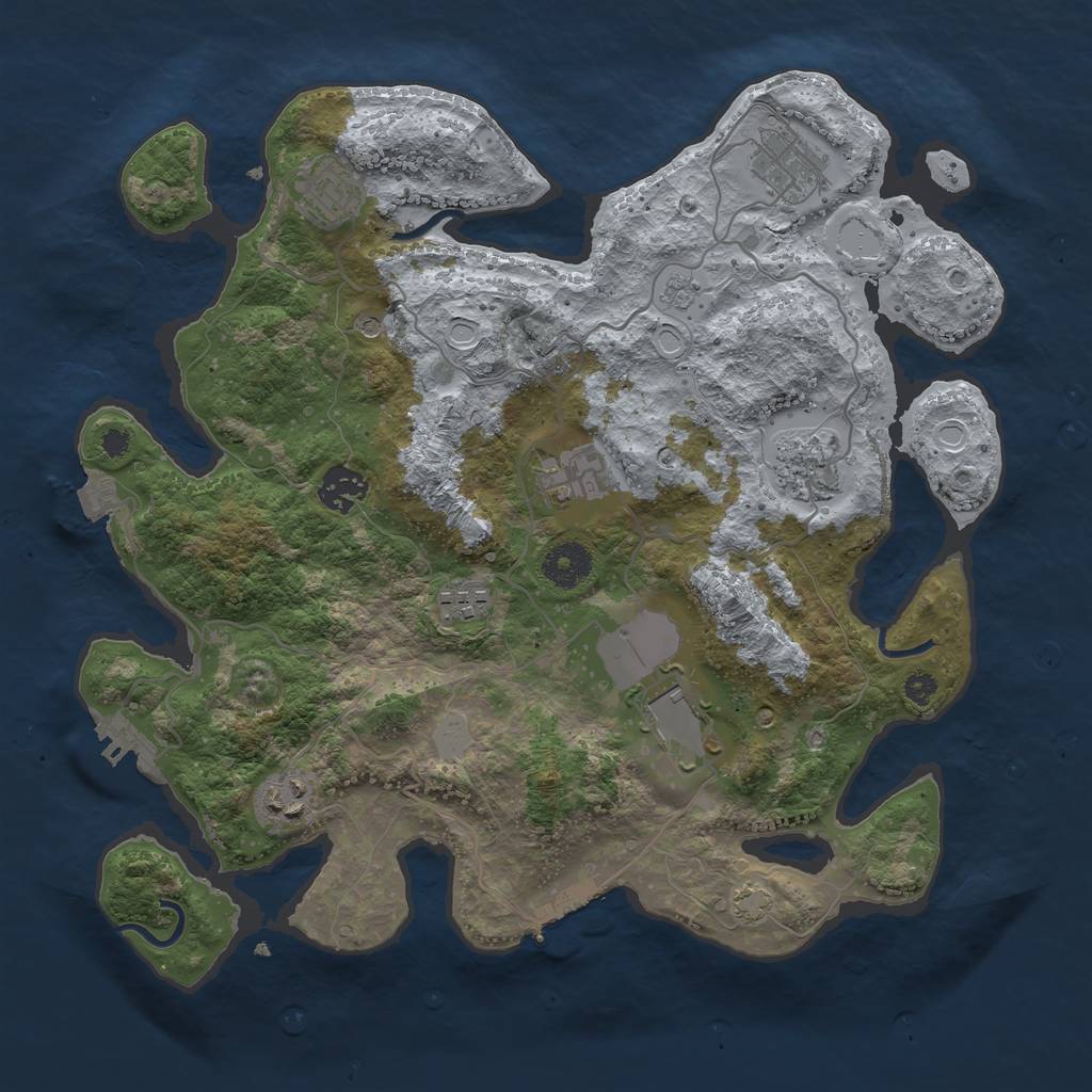 Rust Map: Procedural Map, Size: 3500, Seed: 1866223890, 16 Monuments