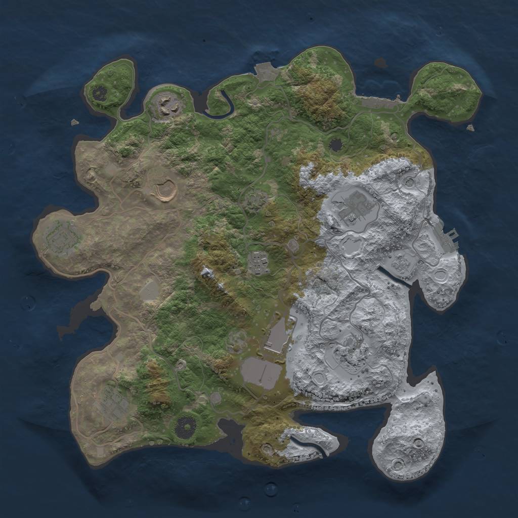 Rust Map: Procedural Map, Size: 3500, Seed: 20243, 16 Monuments
