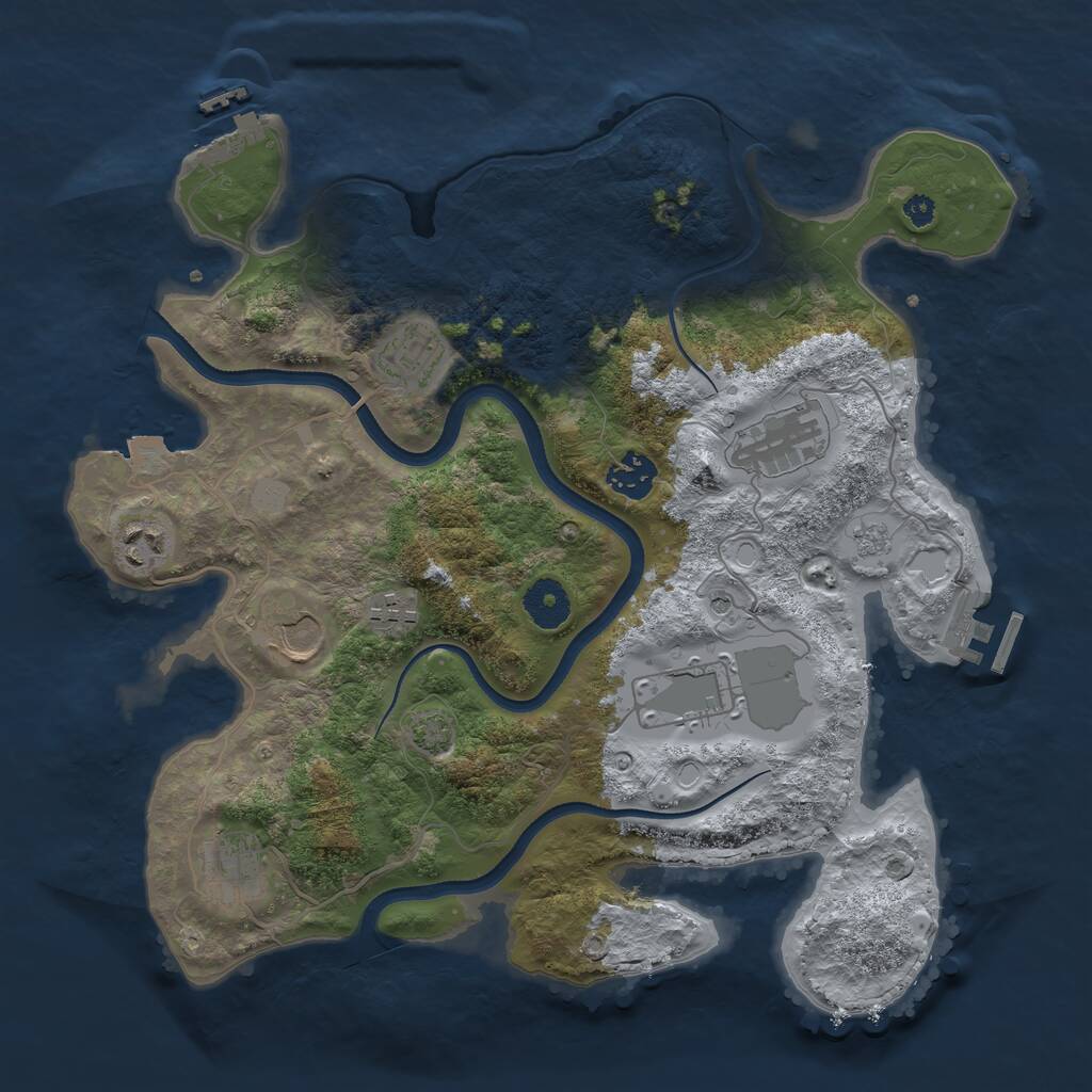 Rust Map: Procedural Map, Size: 3500, Seed: 20243, 14 Monuments