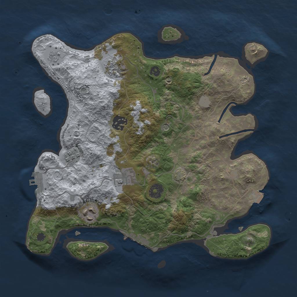 Rust Map: Procedural Map, Size: 3000, Seed: 7283041, 13 Monuments