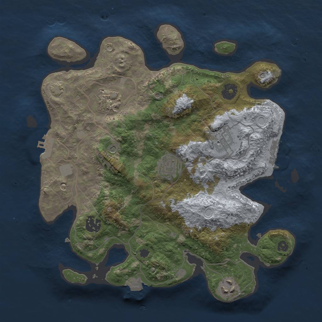 Rust Map: Procedural Map, Size: 3000, Seed: 821702928, 12 Monuments