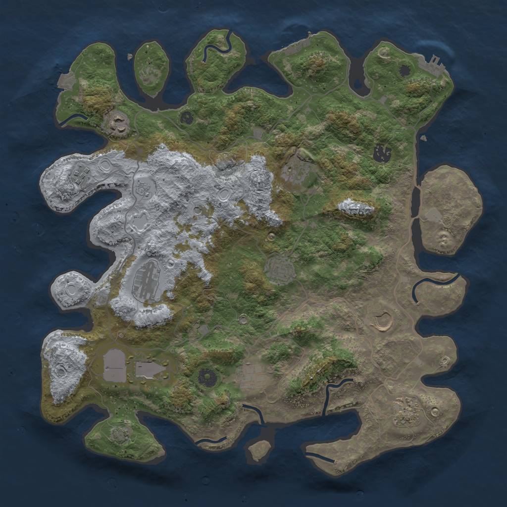 Rust Map: Procedural Map, Size: 4000, Seed: 124498650, 18 Monuments