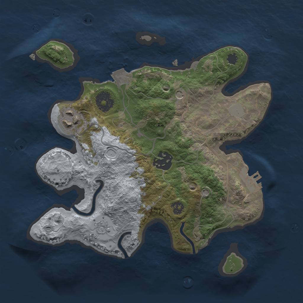 Rust Map: Procedural Map, Size: 2400, Seed: 2087609910, 8 Monuments