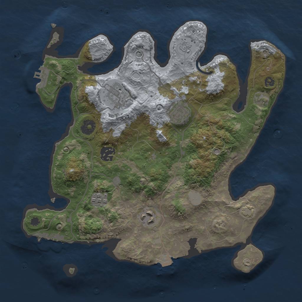 Rust Map: Procedural Map, Size: 3000, Seed: 1194525405, 13 Monuments