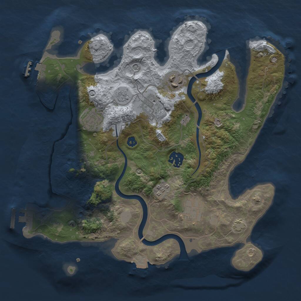 Rust Map: Procedural Map, Size: 3000, Seed: 1194525405, 12 Monuments