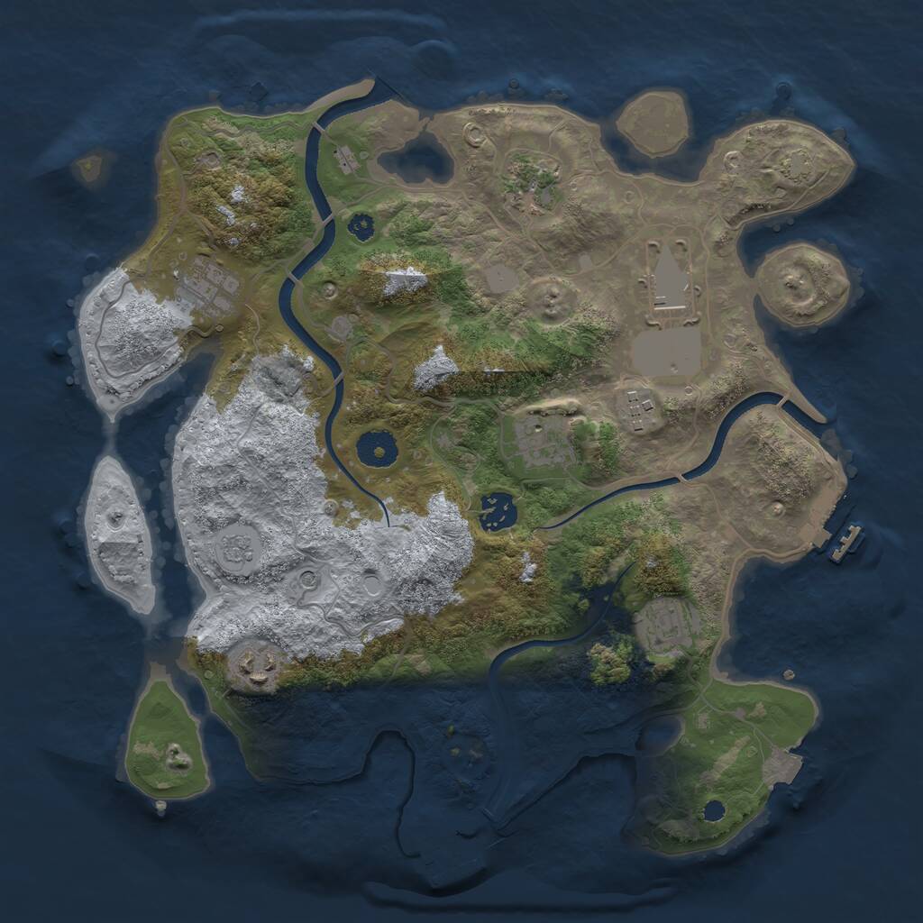 Rust Map: Procedural Map, Size: 3500, Seed: 2197158, 14 Monuments