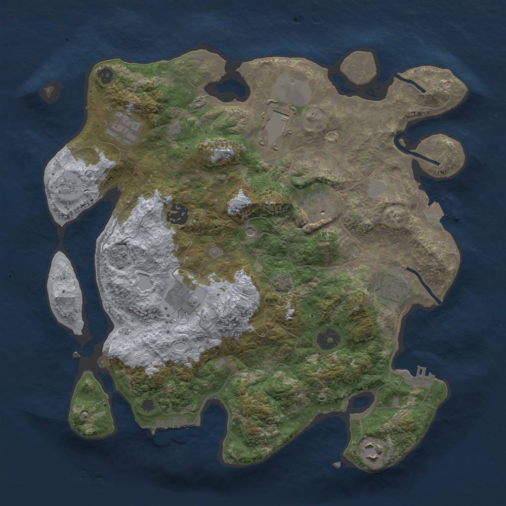 Rust Map: Procedural Map, Size: 3500, Seed: 2197158, 16 Monuments