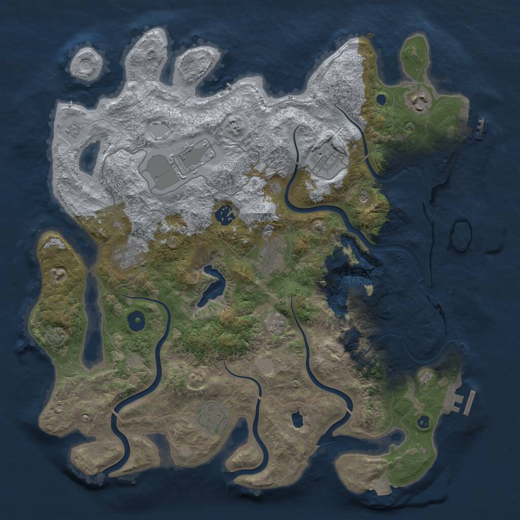 Rust Map: Procedural Map, Size: 4050, Seed: 1606041636, 14 Monuments